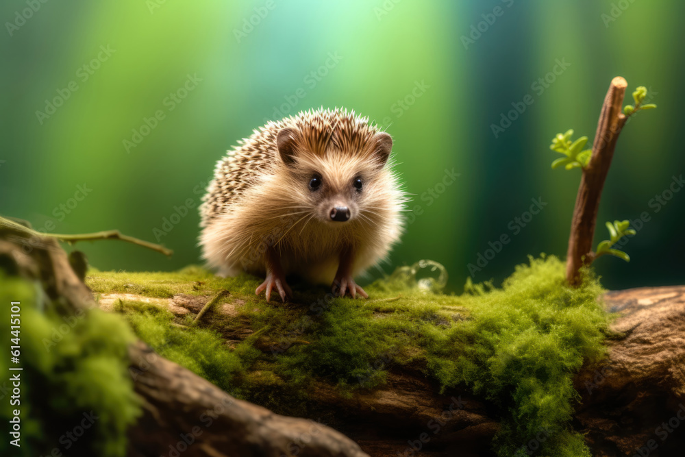 Hedgehog in in its natural habitat. The charm and uniqueness of these small spiky mammals as they navigate their surroundings with grace and curiosity.