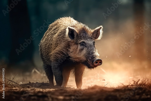 Wild Boar in Its Natural Habitat.The raw power and rugged beauty of these majestic creatures as they roam freely in their natural habitat.