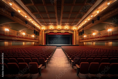Front View of an Empty Theater Hall, Generative Ai