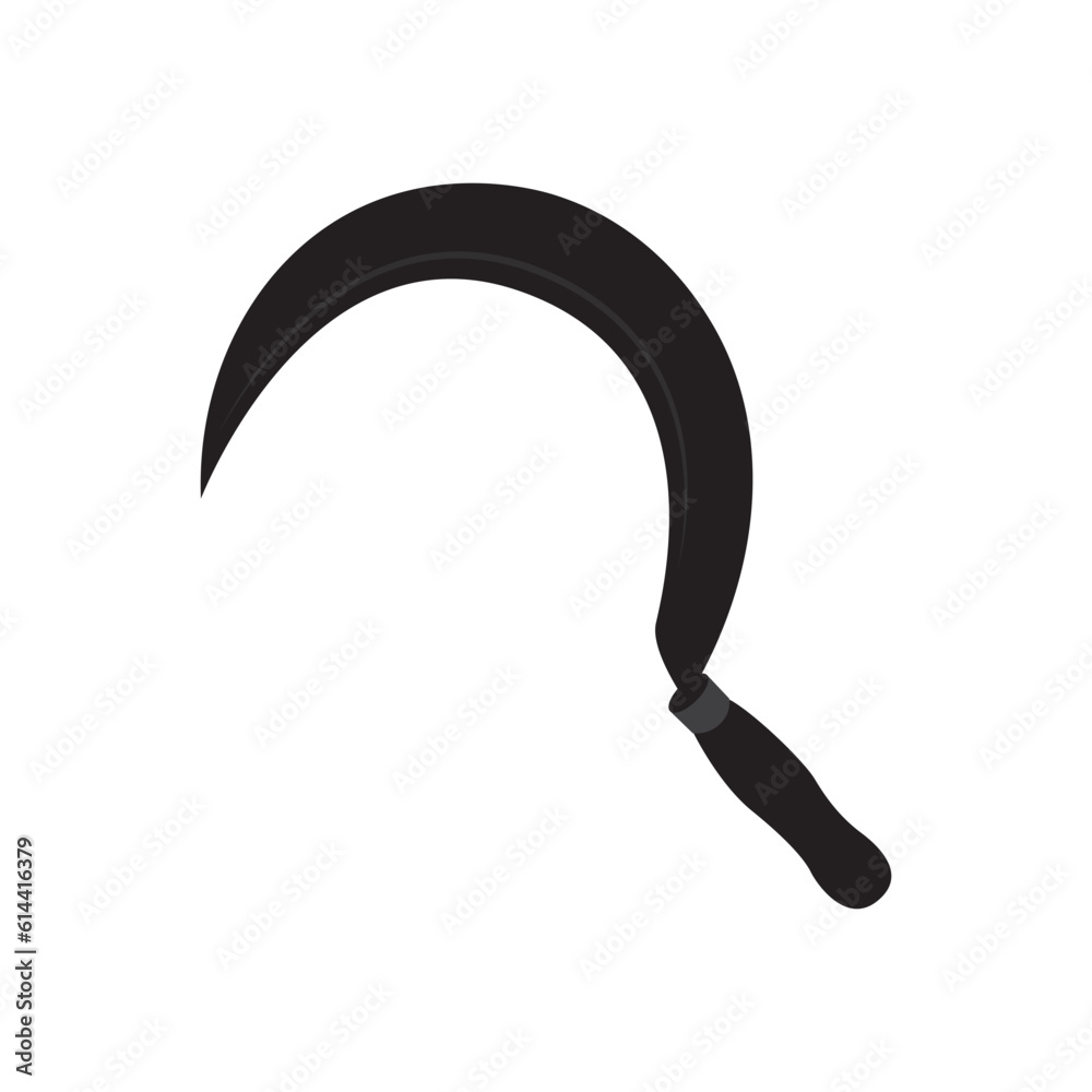 Grass sickle vector isolated on white. Sickle, agriculture tool. Grass sickle vector isolated on white. Sickle, agriculture tool.