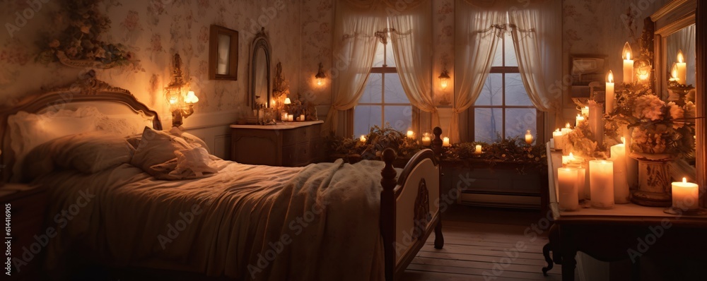 1800s cozy bedroom with candlelight ambient lightning 1800s cozy bedroom with candlelight ambient lightning