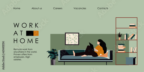 Remote work website, landing page, work from home