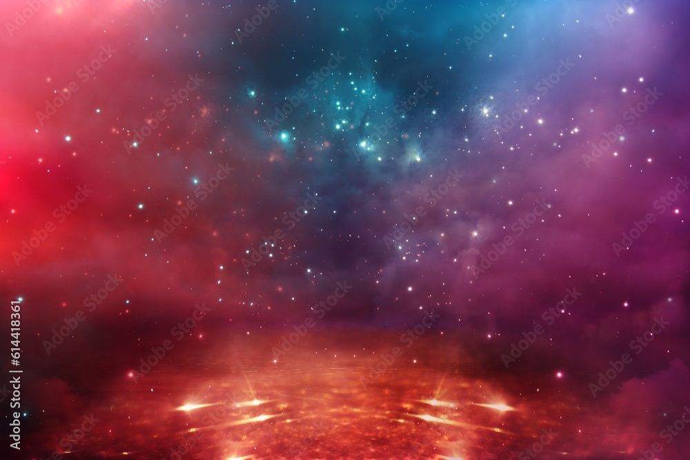 Fototapeta premium Abstract background of red, black and gold bokeh lights