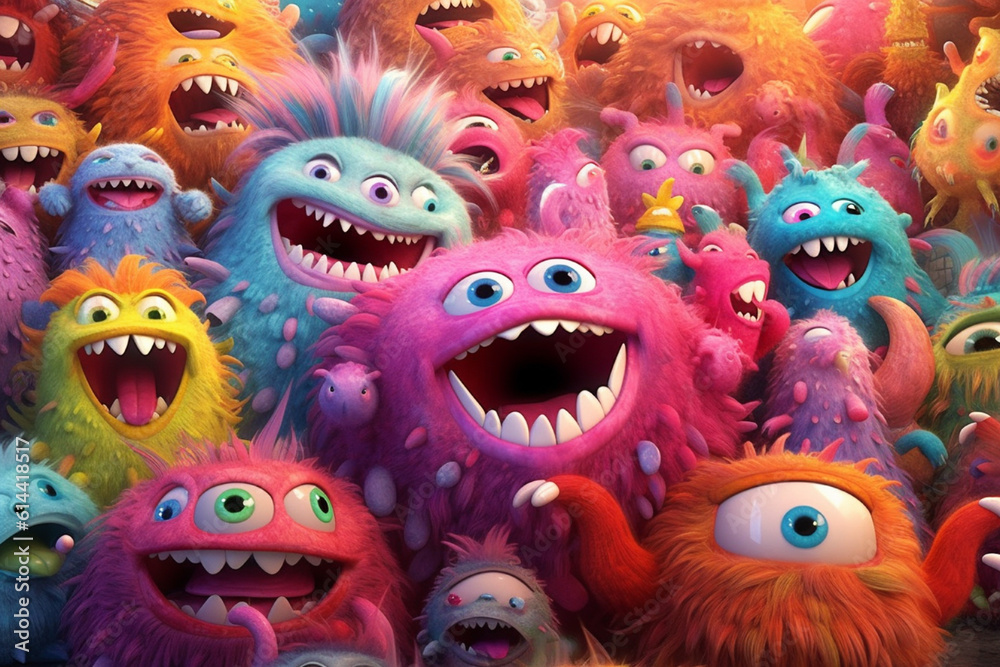 colorful fluffy monsters colorful fluffy monsters