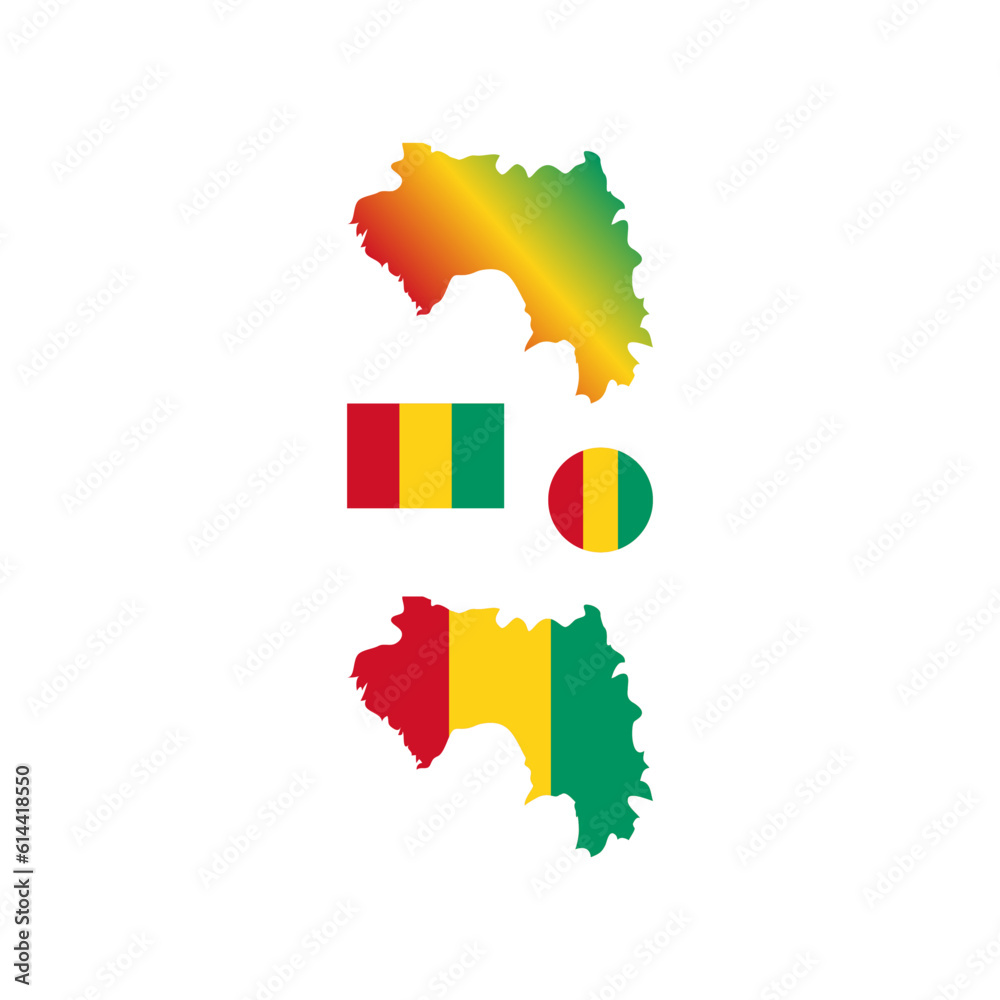 Fototapeta premium Guniea national map and flag vectors set....