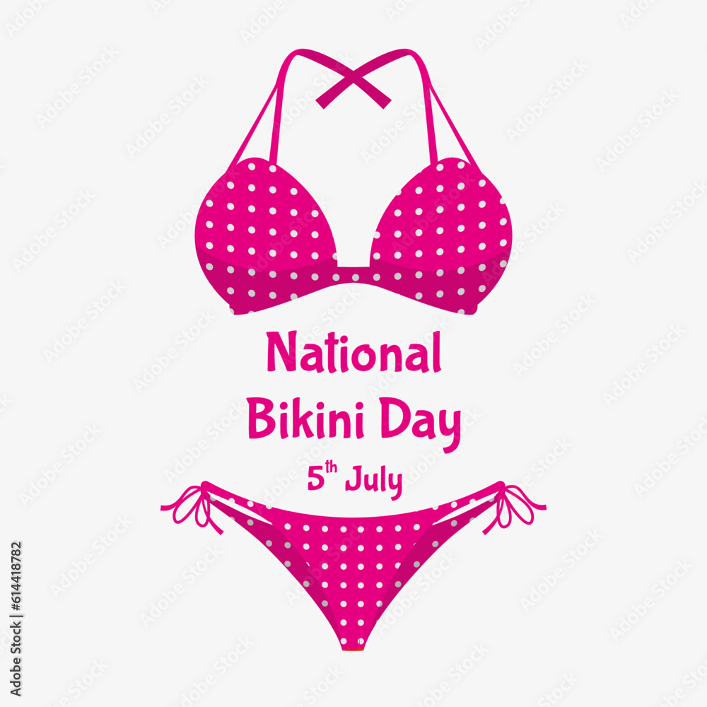 Vector illustration for national bikini day. underwear women cartoon flat design isolated on white background