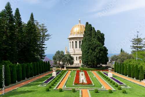 The Shrine of the Báb – holiest place for followers of the Baháʼí Faith – religion founded in the 19th century that teaches the essential worth of all religions and the unity of all people. photo