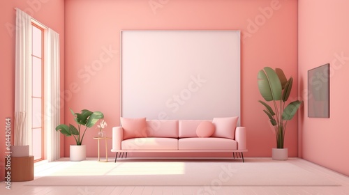 poster frame mockup in scandinavian style living room interior. Generative AI
