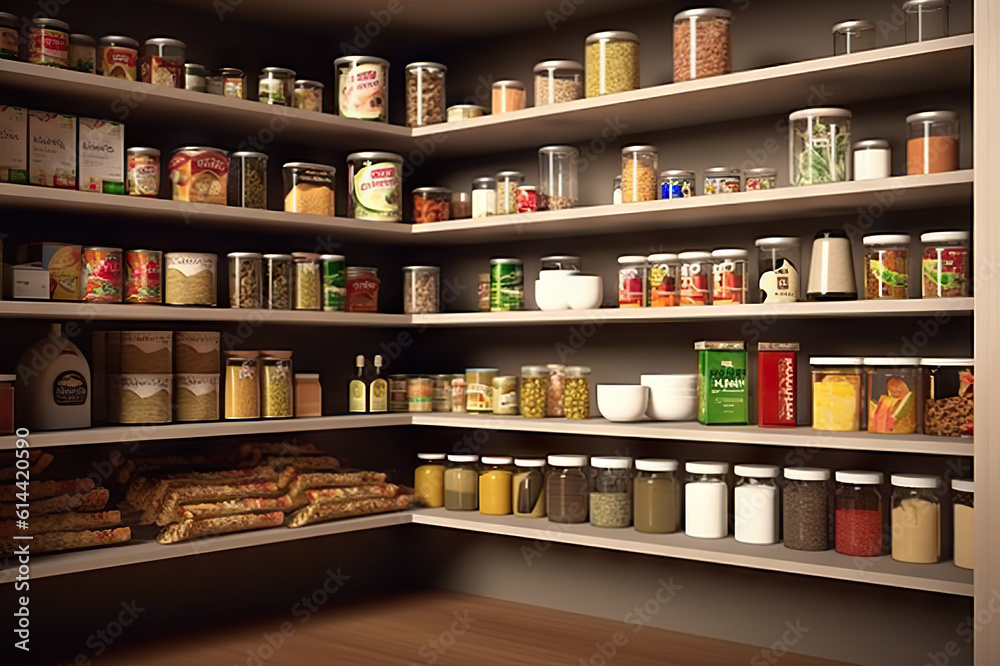 A Comprehensive Illustration of Food Storage and Organization. created with Generative AI