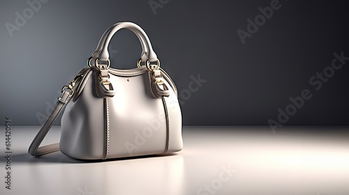 Elegantly Chic Beautiful Trendy Smooth Gray Women's Handbag on Studio Background. created with Generative AI