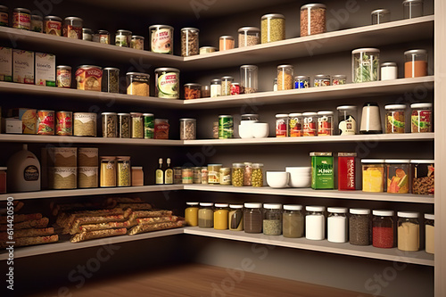 A Comprehensive Illustration of Food Storage and Organization. created with Generative AI