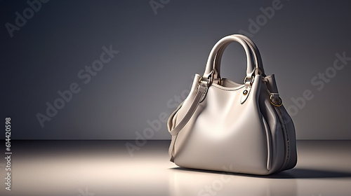 Elegantly Chic Beautiful Trendy Smooth Gray Women's Handbag on Studio Background. created with Generative AI