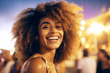 Laughing Afro Woman on a Tropical Beach night