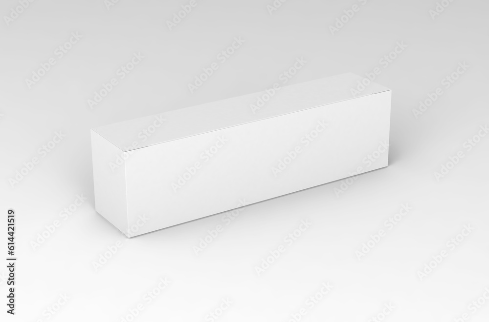 Realistic long horisontal paper box packaging mockup for tea advertising without design cover on a transparent background. Realistic long horisontal paper box packaging mockup for tea advertising without design cover on a transparent background.