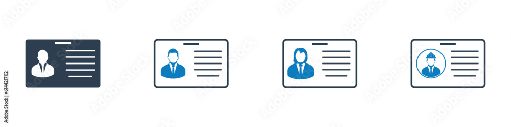 Identity(ID) Card Icon Set. Editable Flat Vector Illustration. Identity(ID) Card Icon Set. Editable Flat Vector Illustration.