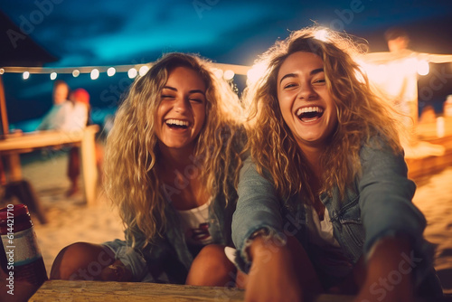Adventures Unleashed: Portrait of Carefree Traveler Women Laughing