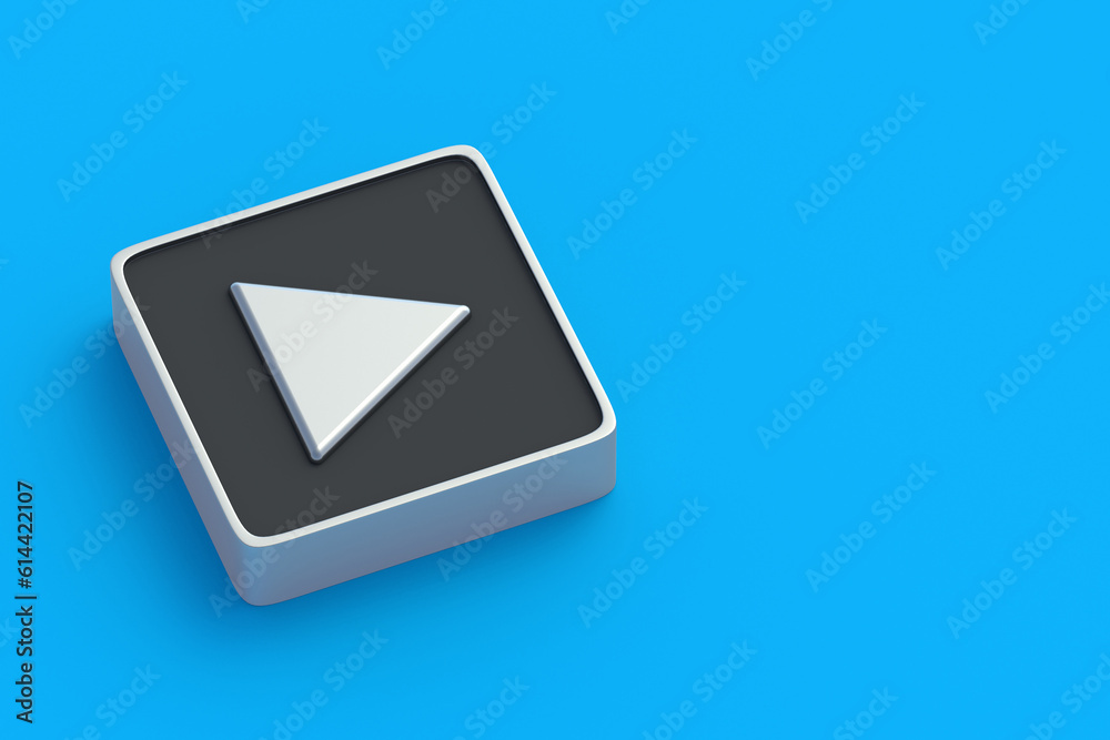 Online media. Metallic play button. Project start concept. Listen to music. Watch the video. Control interface for multimedia device. Audio player. Playback popular songs. Copy space. 3d render Online media. Metallic play button. Project start concept. Listen to music. Watch the video. Control interface for multimedia device. Audio player. Playback popular songs. Copy space. 3d render