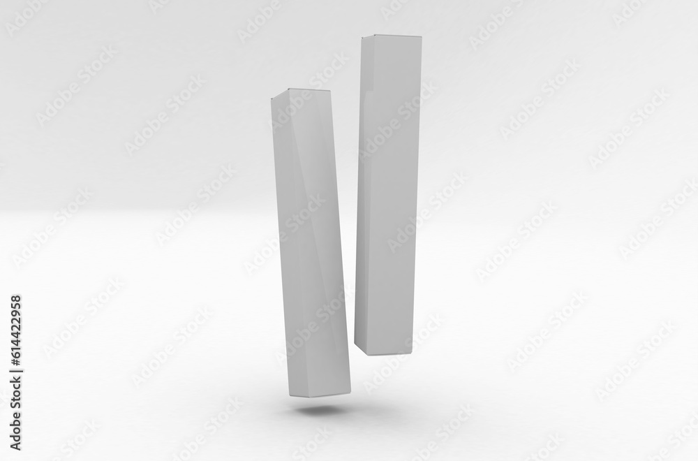 White paper boxes for mascara tube, packaging template without product design cover. On transparent background. White paper boxes for mascara tube, packaging template without product design cover. On transparent background.