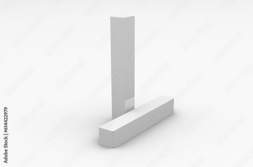White paper boxes for mascara tube, packaging template without product design cover. On transparent background. White paper boxes for mascara tube, packaging template without product design cover. On transparent background.