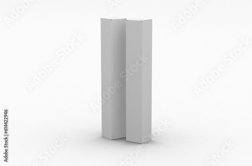 White paper boxes for mascara tube, packaging template without product design cover. On transparent background.