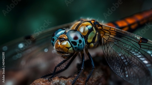 Macrophoto of Odonata (dragonfly). Generative AI © Kateryna Kordubailo