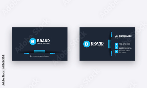 Professional business card design template. Blue creative business card design layout. (ID: 614424334)