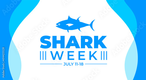Shark Week background, banner, poster and card design template celebrated in july.