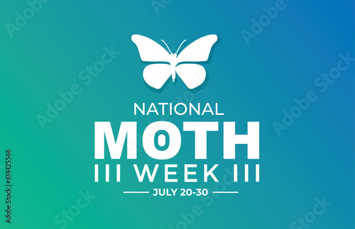 National Moth Week background, banner, poster and card design template celebrated in july.