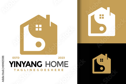 Yinyang home building logo vector icon illustration