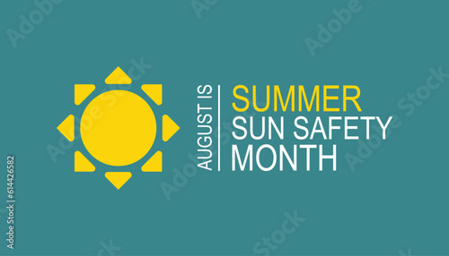 Summer sun safety month. Annual celebration in August.Health awareness vector.