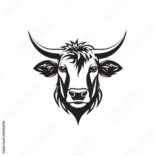 Cow vector illustration, logo style 