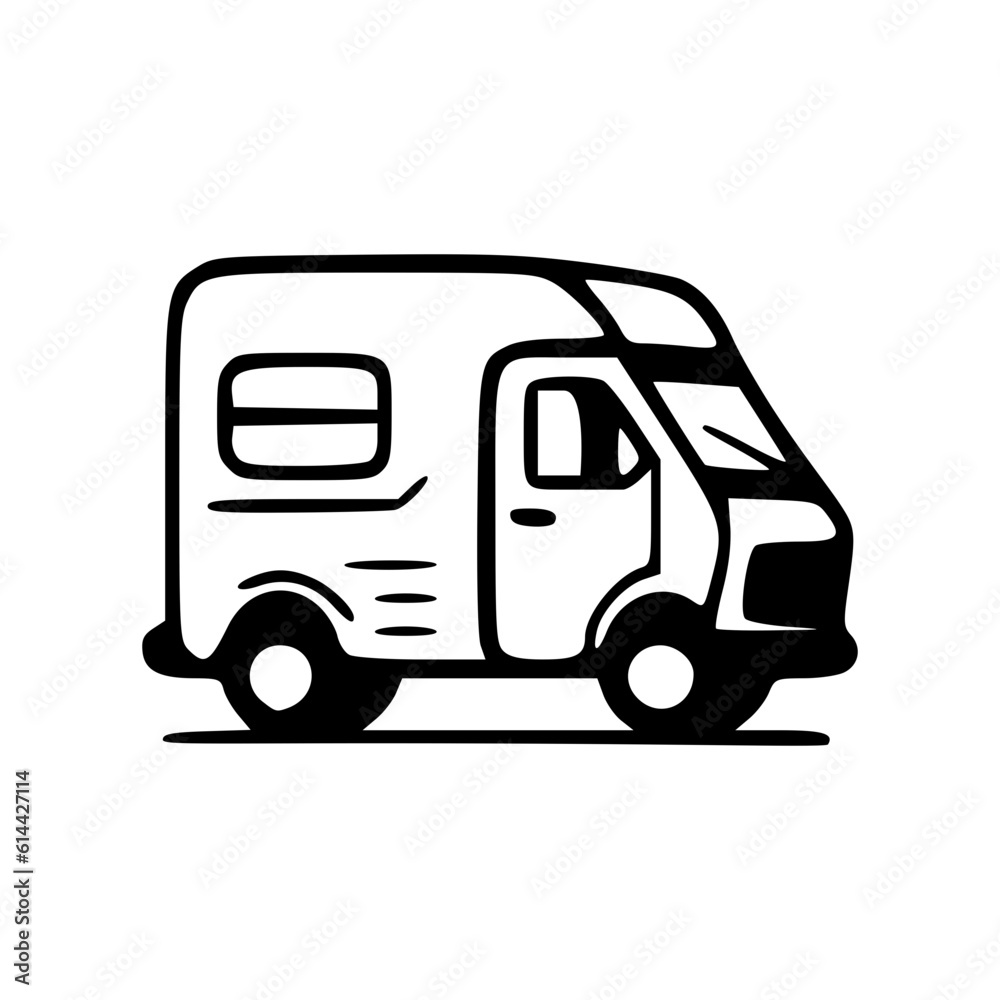 Mini van black icon vector illustration