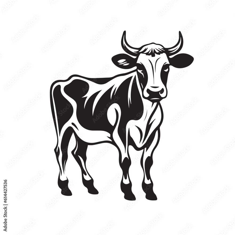Cow vector illustration, logo style	