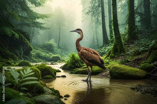 Moa bird in the green forest