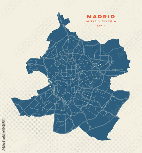 Madrid map vector poster flyer