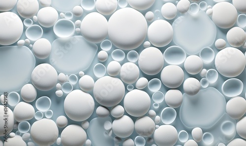 a lot of bubbles floating in the air on a blue background with a white circle in the middle of the photo and a white circle in the middle of the photo. generative ai