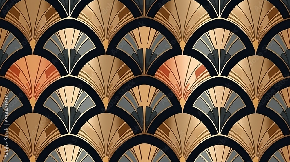 Background, Art deco pattern with scallop shape (Ai generated) Background, Art deco pattern with scallop shape (Ai generated)