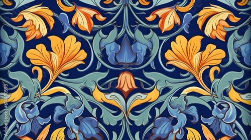 Art Nouveau vintage pattern seamless floral  Ai generated 