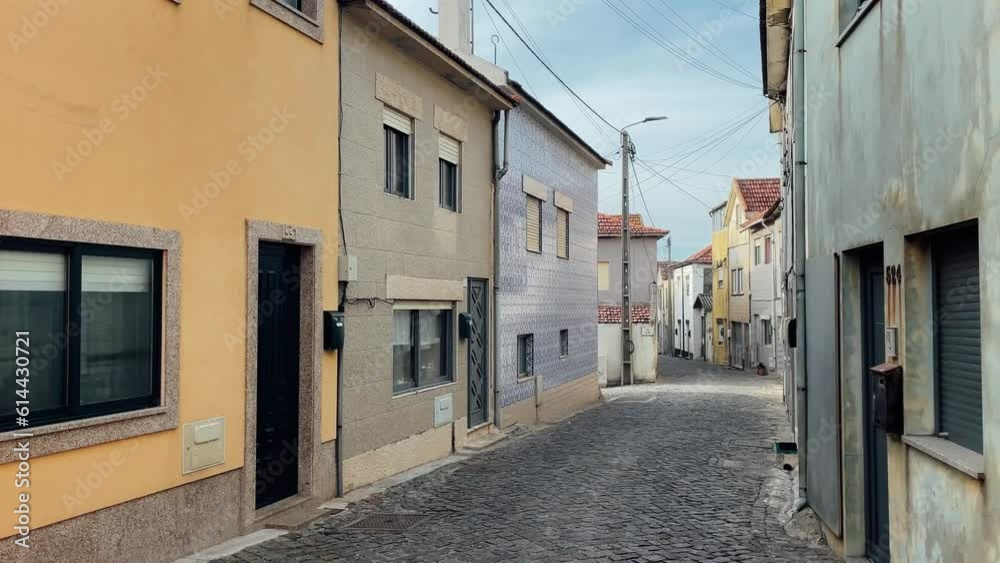 POV video of traveler walking down European street. Caminho Santiago Path POV video of traveler walking down European street. Caminho Santiago Path