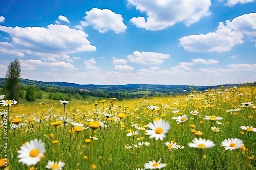 Beautiful spring landscape with meadow (Ai generated) Beautiful spring landscape with meadow (Ai generated)