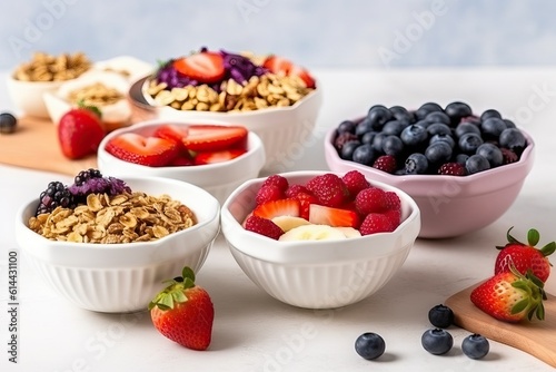 Bowl with fresh fruit and granola on top (Ai generated)