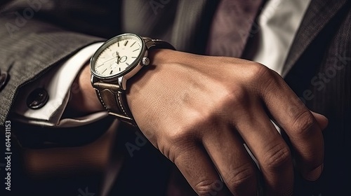 Businessman checking time from watch (Ai generated)
