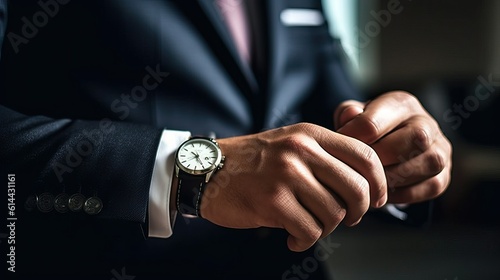 Businessman checking time from watch (Ai generated)