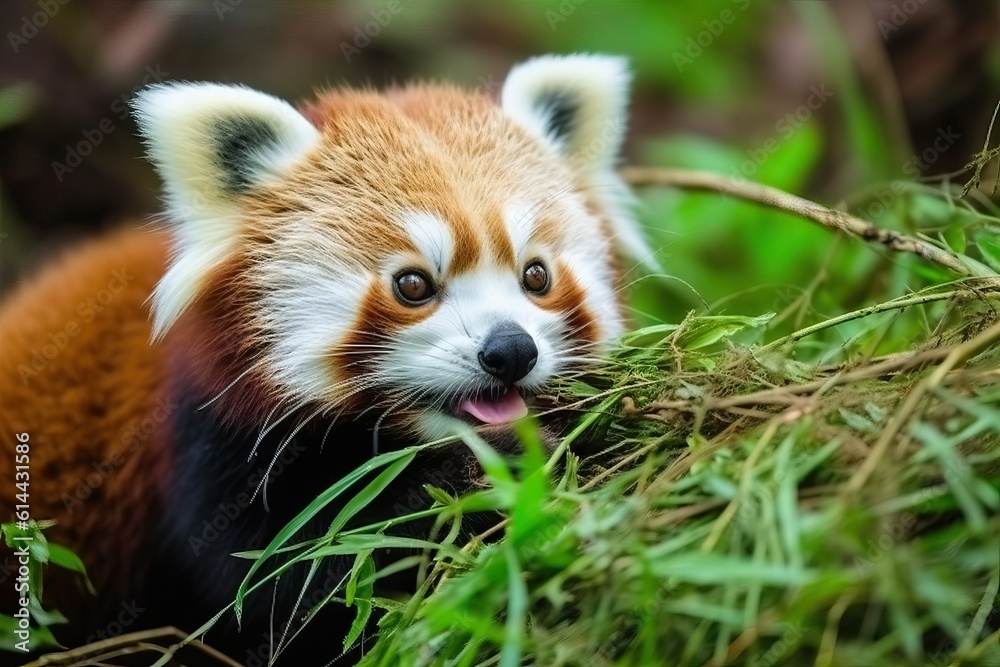 Red Panda Eating Bamboo, animal portrait (Ai generated) Red Panda Eating Bamboo, animal portrait (Ai generated)