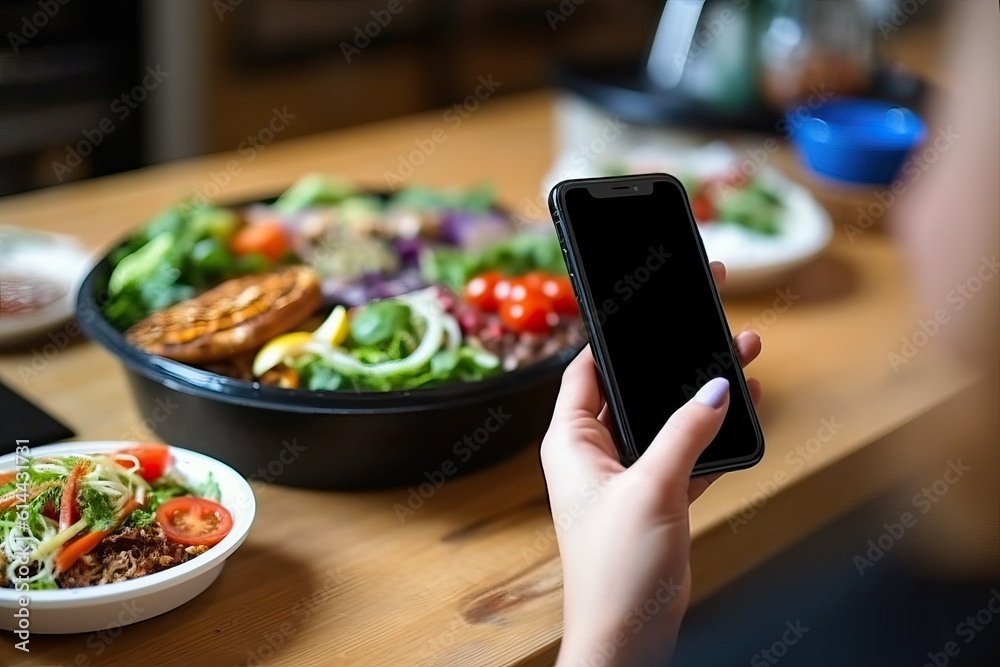 Using smartphone to order food delivery (Ai generated) Using smartphone to order food delivery (Ai generated)