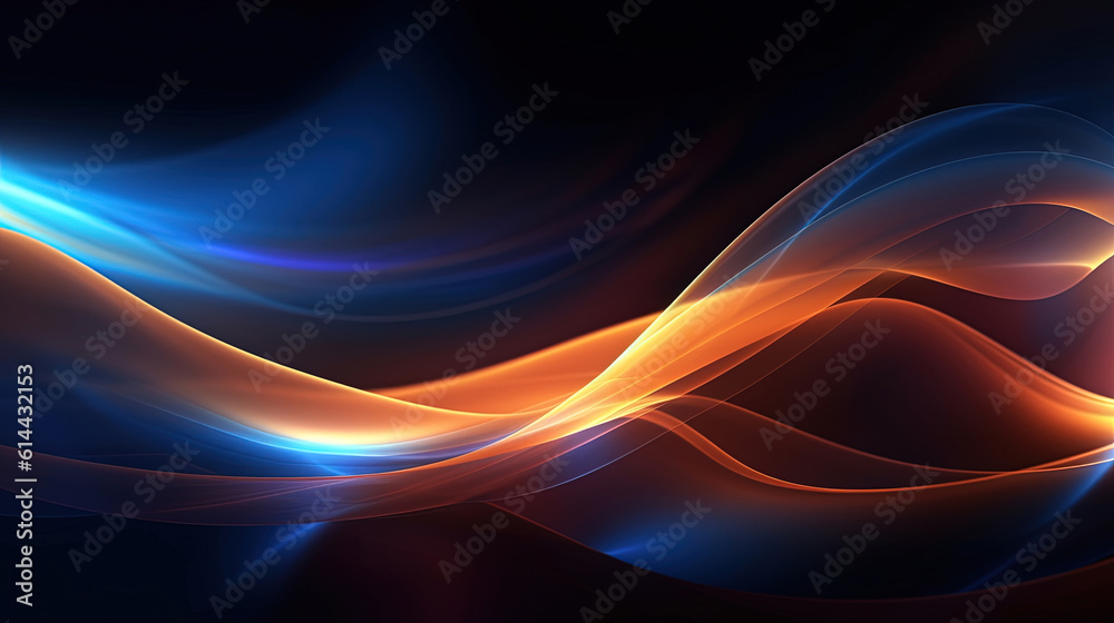 Obraz premium Abstract background with bright blue and orange lights