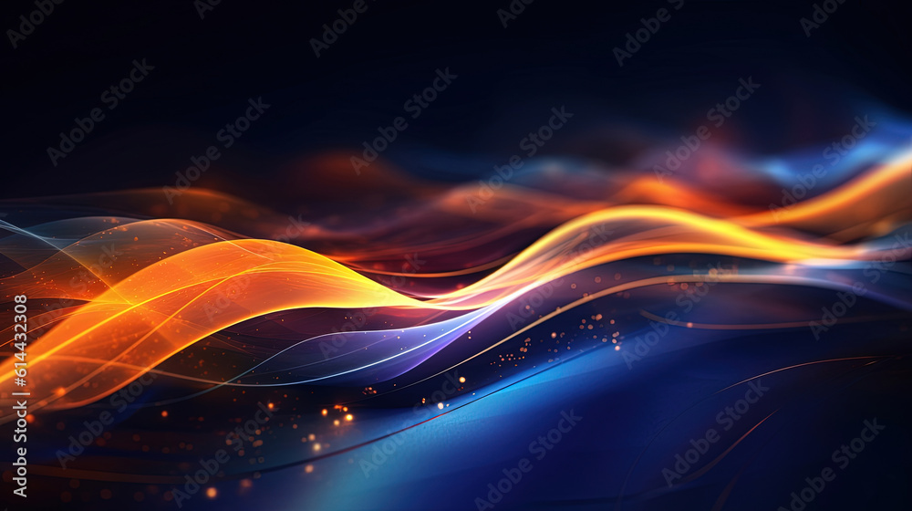 Naklejka premium Abstract background with bright blue and orange lights