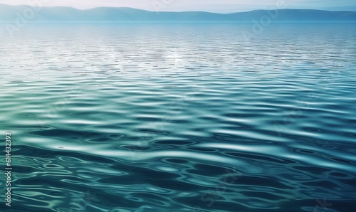 Wallpaper Mural  a large body of water with mountains in the background and a blue sky with clouds in the distance and a few waves in the water.  generative ai Torontodigital.ca