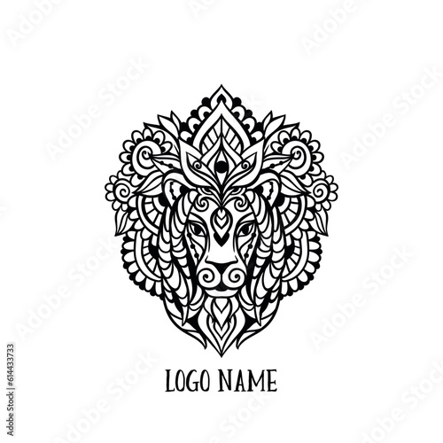 Lion Mandala zen. Vector zen decorative element. Adult Coloring book Lion. Ornate fantasy Boho style, Leo zodiac