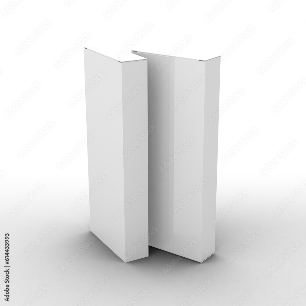 Long vertical narrow box, packaging template without design cover for product promoting . On transparent background Long vertical narrow box, packaging template without design cover for product promoting . On transparent background